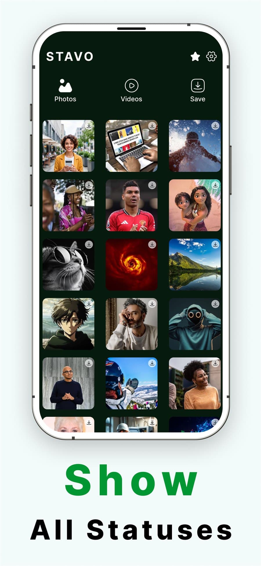 STAVO screenshot — Browse all statuses